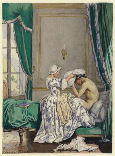 Ilustrace k pamětem Casanovy (barevná litografie) od Jules Marie Auguste Leroux
