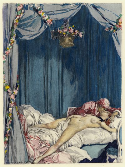 Ilustrace k pamětem Casanovy (barevná litografie) od Jules Marie Auguste Leroux