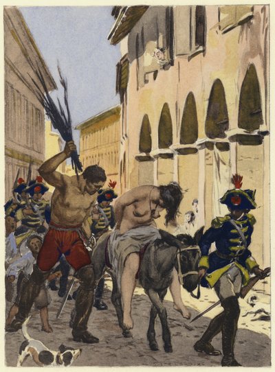 Ilustrace k pamětem Casanovy (barevná litografie) od Jules Marie Auguste Leroux