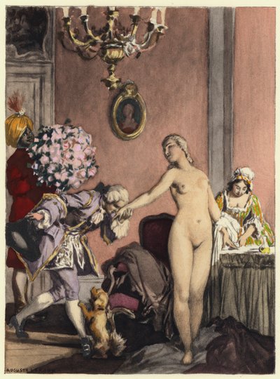 Ilustrace k pamětem Casanovy (barevná litografie) od Jules Marie Auguste Leroux