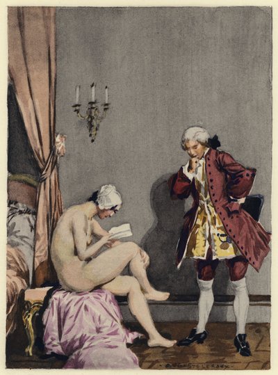 Ilustrace k pamětem Casanovy (barevná litografie) od Jules Marie Auguste Leroux