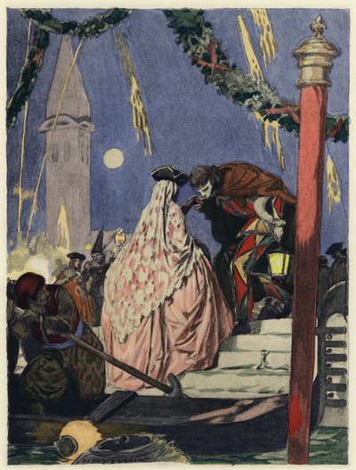 Ilustrace k pamětem Casanovy (barevná litografie) od Jules Marie Auguste Leroux