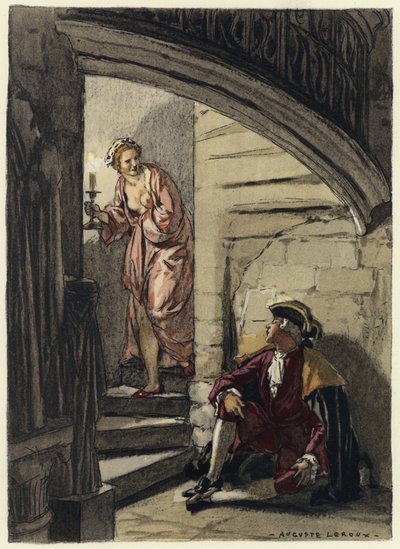 Ilustrace k pamětem Casanovy (barevná litografie) od Jules Marie Auguste Leroux