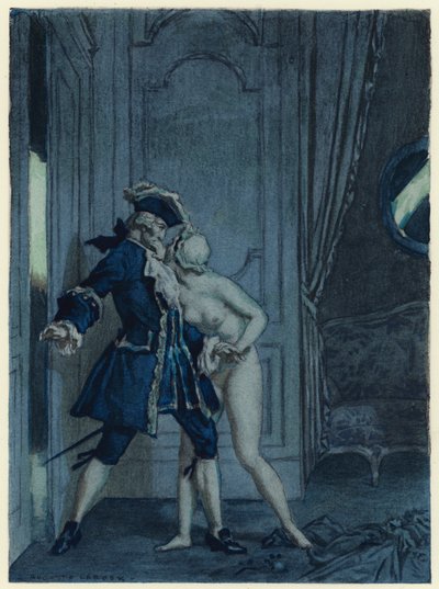 Ilustrace k pamětem Casanovy (barevná litografie) od Jules Marie Auguste Leroux