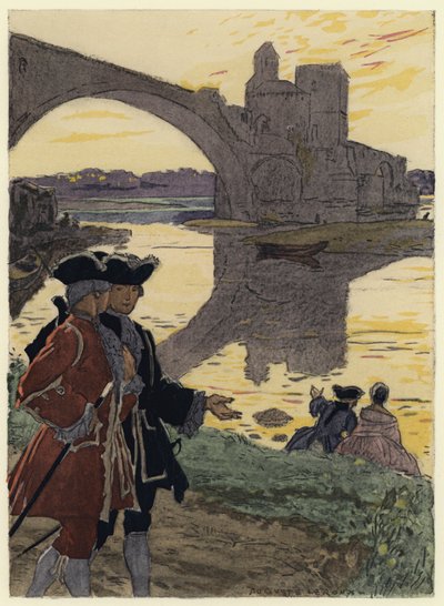 Ilustrace k pamětem Casanovy (barevná litografie) od Jules Marie Auguste Leroux