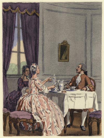 Ilustrace k pamětem Casanovy (barevná litografie) od Jules Marie Auguste Leroux