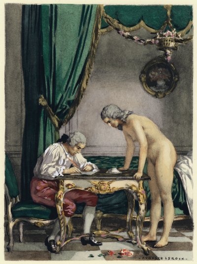 Ilustrace k pamětem Casanovy (barevná litografie) od Jules Marie Auguste Leroux