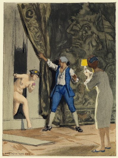 Ilustrace k pamětem Casanovy (barevná litografie) od Jules Marie Auguste Leroux