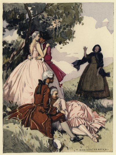 Ilustrace k pamětem Casanovy (barevná litografie) od Jules Marie Auguste Leroux