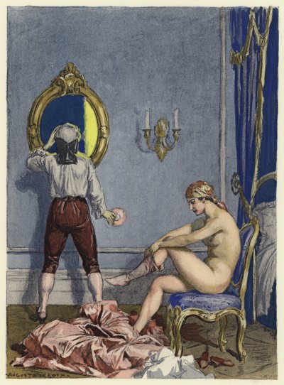 Ilustrace k pamětem Casanovy (barevná litografie) od Jules Marie Auguste Leroux