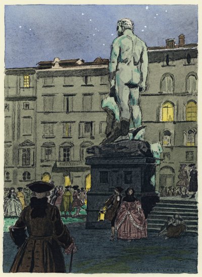 Ilustrace k pamětem Casanovy (barevná litografie) od Jules Marie Auguste Leroux