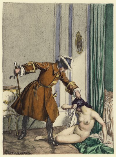 Ilustrace k pamětem Casanovy (barevná litografie) od Jules Marie Auguste Leroux