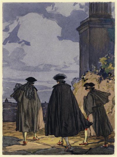 Ilustrace k pamětem Casanovy (barevná litografie) od Jules Marie Auguste Leroux