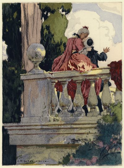 Ilustrace k pamětem Casanovy (barevná litografie) od Jules Marie Auguste Leroux