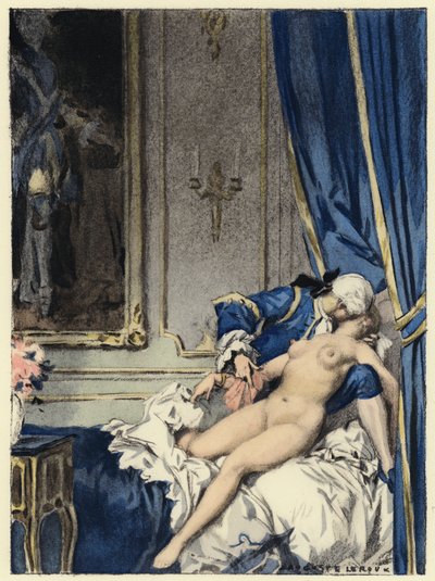 Ilustrace k pamětem Casanovy (barevná litografie) od Jules Marie Auguste Leroux