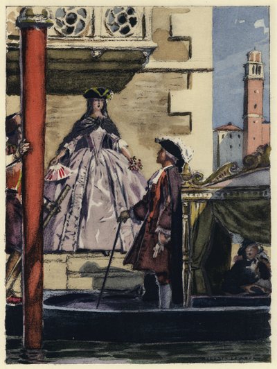 Ilustrace k pamětem Casanovy (barevná litografie) od Jules Marie Auguste Leroux