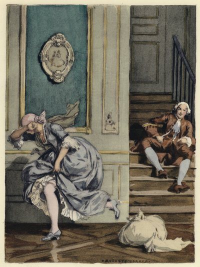 Ilustrace k pamětem Casanovy (barevná litografie) od Jules Marie Auguste Leroux