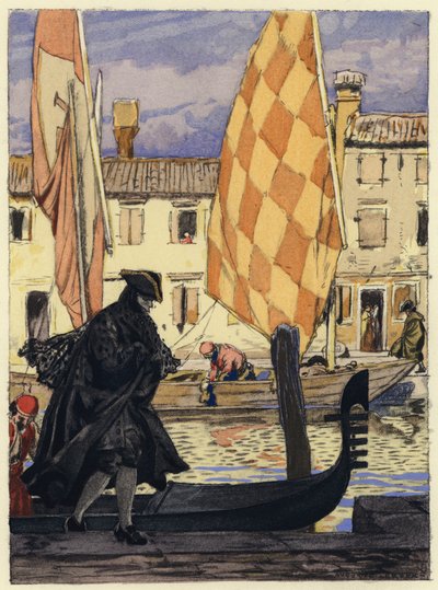 Ilustrace k pamětem Casanovy (barevná litografie) od Jules Marie Auguste Leroux