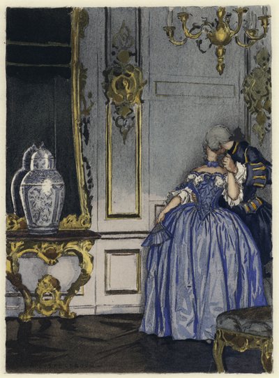 Ilustrace k pamětem Casanovy (barevná litografie) od Jules Marie Auguste Leroux