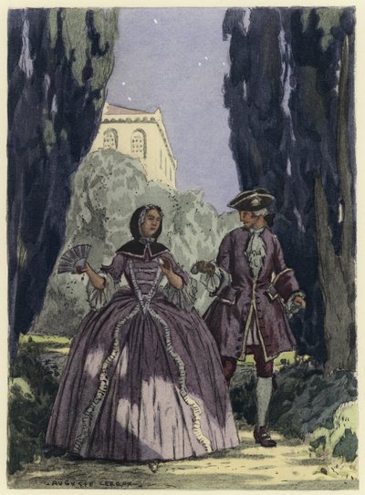 Ilustrace k pamětem Casanovy (barevná litografie) od Jules Marie Auguste Leroux