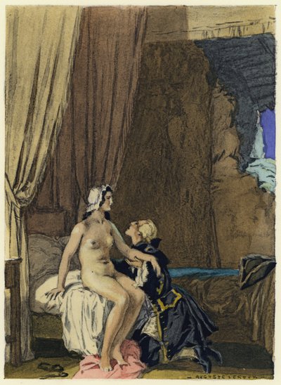 Ilustrace k pamětem Casanovy (barevná litografie) od Jules Marie Auguste Leroux