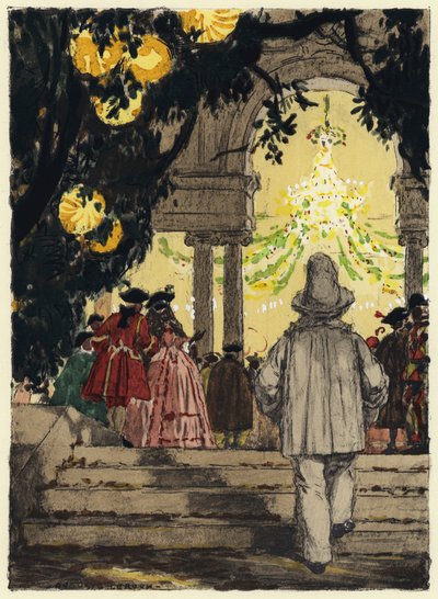 Ilustrace k pamětem Casanovy (barevná litografie) od Jules Marie Auguste Leroux