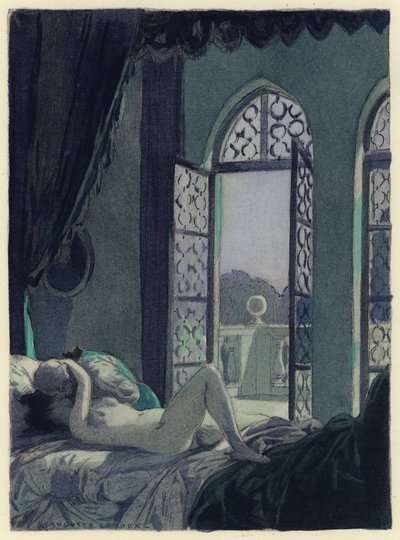 Ilustrace k pamětem Casanovy (barevná litografie) od Jules Marie Auguste Leroux