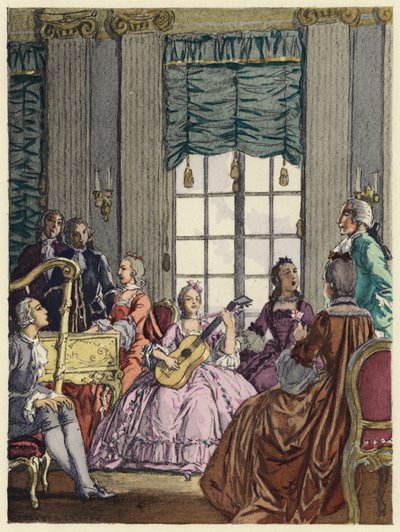 Ilustrace k pamětem Casanovy (barevná litografie) od Jules Marie Auguste Leroux
