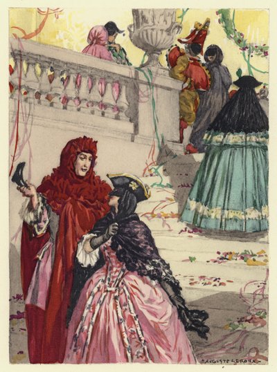 Ilustrace k pamětem Casanovy (barevná litografie) od Jules Marie Auguste Leroux