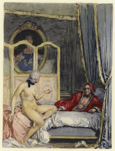 Ilustrace k pamětem Casanovy (barevná litografie) od Jules Marie Auguste Leroux