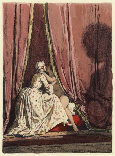 Ilustrace k pamětem Casanovy (barevná litografie) od Jules Marie Auguste Leroux