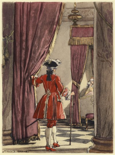 Ilustrace k pamětem Casanovy (barevná litografie) od Jules Marie Auguste Leroux