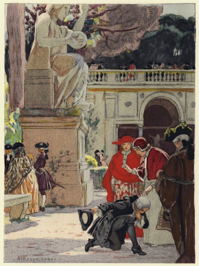 Ilustrace k pamětem Casanovy (barevná litografie) od Jules Marie Auguste Leroux