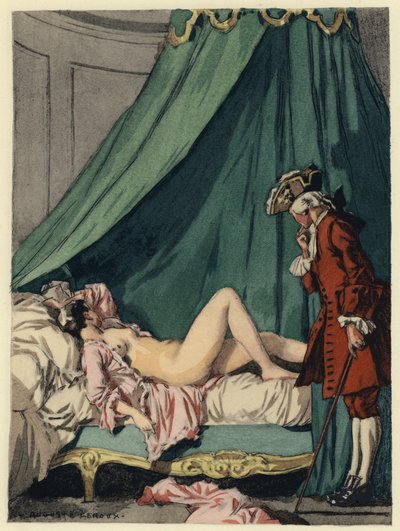 Ilustrace k pamětem Casanovy (barevná litografie) od Jules Marie Auguste Leroux
