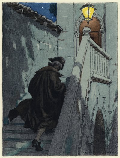 Ilustrace k pamětem Casanovy (barevná litografie) od Jules Marie Auguste Leroux