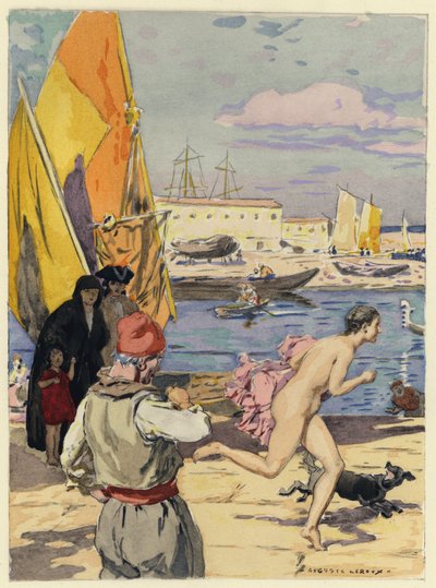 Ilustrace k pamětem Casanovy (barevná litografie) od Jules Marie Auguste Leroux