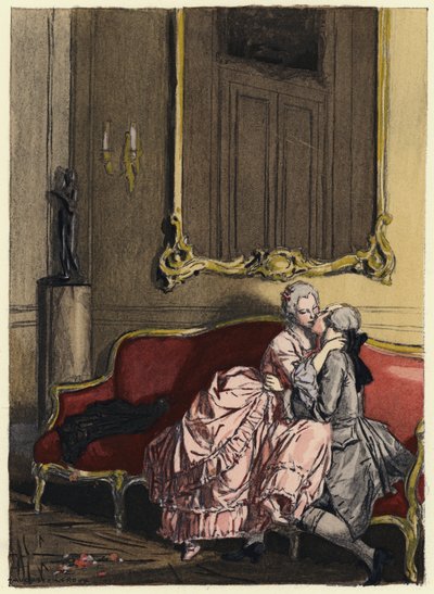 Ilustrace k pamětem Casanovy (barevná litografie) od Jules Marie Auguste Leroux