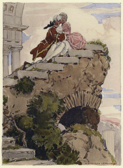 Ilustrace k pamětem Casanovy (barevná litografie) od Jules Marie Auguste Leroux