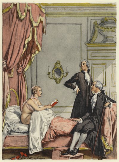 Ilustrace k pamětem Casanovy (barevná litografie) od Jules Marie Auguste Leroux