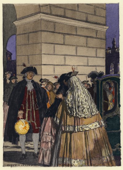 Ilustrace k pamětem Casanovy (barevná litografie) od Jules Marie Auguste Leroux