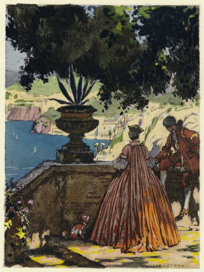 Ilustrace k pamětem Casanovy (barevná litografie) od Jules Marie Auguste Leroux