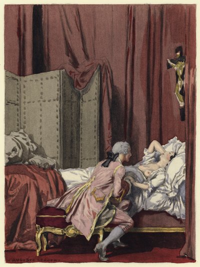 Ilustrace k pamětem Casanovy (barevná litografie) od Jules Marie Auguste Leroux