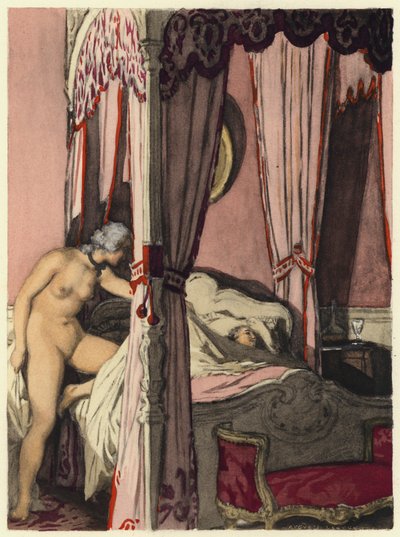 Ilustrace k pamětem Casanovy (barevná litografie) od Jules Marie Auguste Leroux