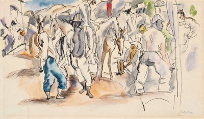 Postavy a koně od Jules Pascin