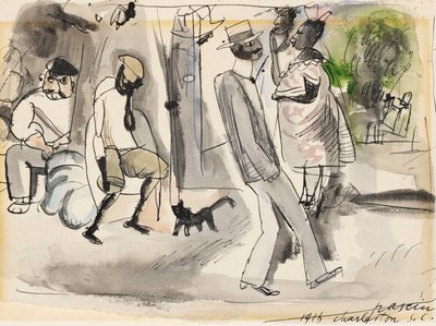 Figurky v parku, Charleston, Jižní Karolína, 1916 (wc na papíře) od Jules Pascin
