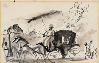 Figurky s kabinou (wc na papíře) od Jules Pascin