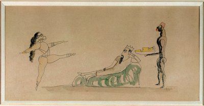 Herodes, Salome a hlava svatého Jana Křtitele (akvarel) od Jules Pascin