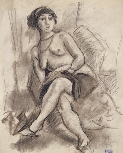 Sedící nahá modelka od Jules Pascin