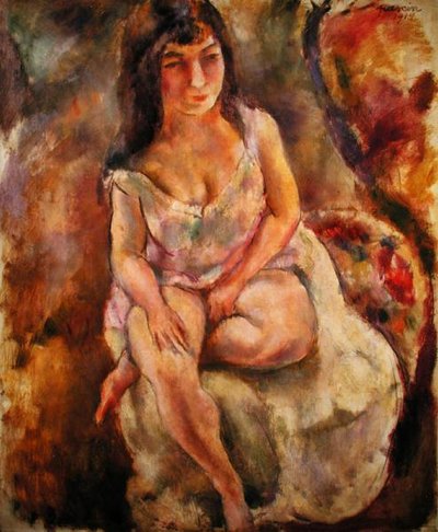 Sedící polonahá od Jules Pascin