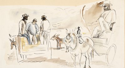 Otroci a dva vozíky (wc na papíře) od Jules Pascin
